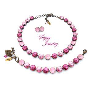 Swarovski Crystal Pink Rivoli  3-Piece Jewelry Set